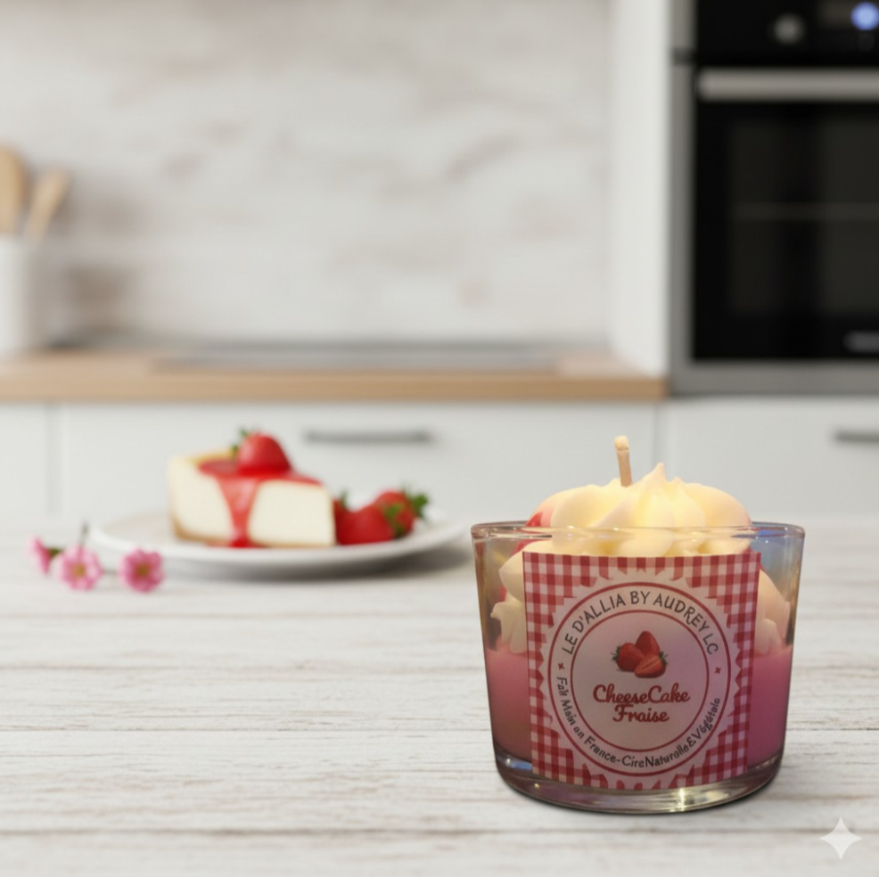 Bougie cheesecake fraise